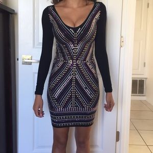 Studded black Bebe stretchy dress
